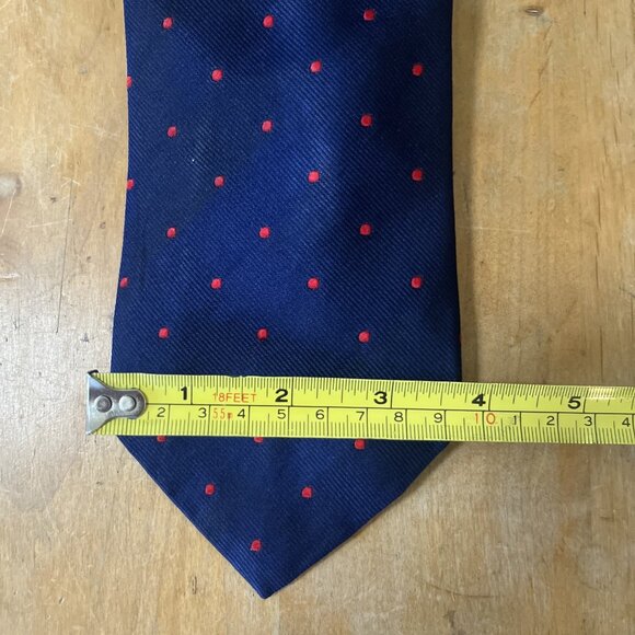 Brooks Brothers Navy Blue With Red Polka Dot Tie Woven In England Made In USA - Picture 3 of 5